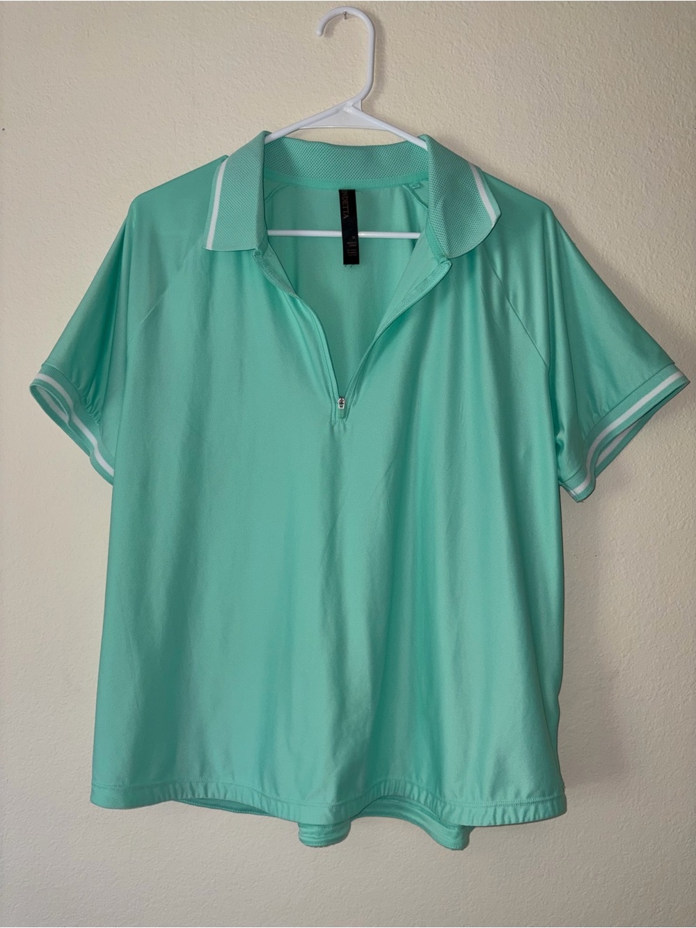Mondetta Seafoam Short Sleeve Zip Polo Collar Shirt Tee XL Golf